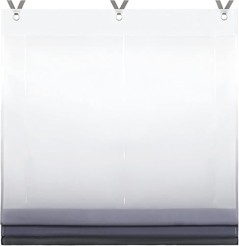 ESLIR Store romain sans perçage transparent avec œillets dégradé de couleur avec crochets - Rideau moderne - Bleu - 80 x 130 cm - 1 pièce - Nail Gallerys