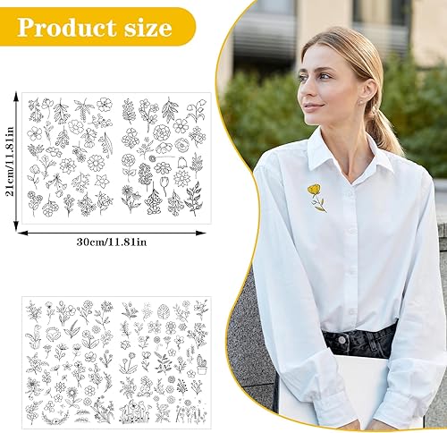 Oruola Lot de 122 motifs de broderie solubles dans l'eau, avec différents motifs de plantes et fleurs, kit de bricolage soluble dans l'eau, pour décoration sur chapeaux, écharpes, vêtements et autres - Nail Gallerys