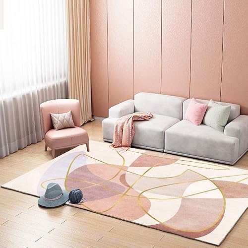 Petit Tailles Poils Courts Rugs Tapis Salon Moderne Fille en Or Rose Minimaliste géométrique pour Salon Chambre Passage Lavable en Machine Tapis du Sol 80 x 120 cm - Nail Gallerys
