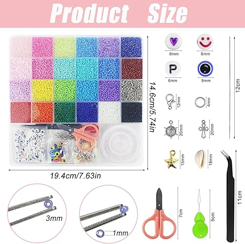 8000 Pièces Perles de Rocaille, Perles et accessoires, Coffret Perles pour Bracelet, 3mm Petites Perles de Verre, pour Bijoux pour la Fabrication de Boucles D'oreilles Bracelets Colliers - Nail Gallerys