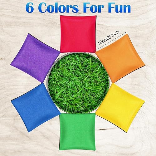 Lot de 24 poufs Cornhole à lancer - En nylon - 15 x 15 cm - Sac de rangement étanche - Avec sac de transport - Pour enfants - PE - Pour l'éducation sensorielle du sport - Nail Gallerys