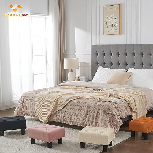 BRIAN & DANY Petit repose-pieds ottoman, repose-pieds en bois et velours avec pieds en plastique, repose-pieds de canapé, siège supplémentaire pour salon, entrée, bureau, vert - Nail Gallerys