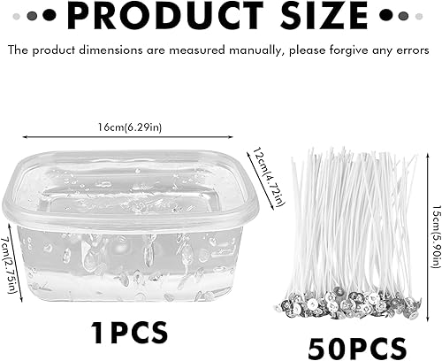 LEKEFETO 500 g de cire gelée : gel de bougie avec 50 mèches de bougie, cire gelée transparente, bricolage, cire gel de qualité supérieure pour la fabrication de bougies et l'artisanat, bougies en cire - Nail Gallerys