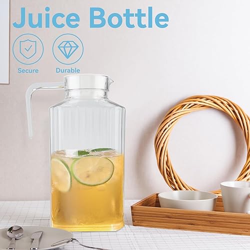 Agatige Pichet à Boissons en Acrylique, Réfrigérateur Pichet Plastique Carafe Eau avec Couvercle en Plastique Blanc pour Eau, Thé Glacé/Vin/Café/Jus Carafe de Boisson(1800 ML) - Nail Gallerys