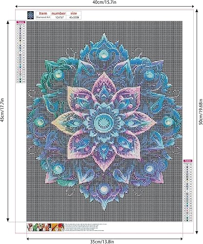 TDFERAN 40x50CM Diamond Painting Mandala, Broderie Diamant Kit Complet Mandala, Peinture Diamant Mandala, Broderie Diamant Mandala, Cristal Diamond Painting Complet Kit Artisanat - Nail Gallerys