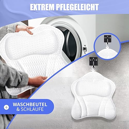 LOVICVKEM Oreiller de Bain, Coussin Baignoire avec 6 Ventouses Antidérapant, Oreiller de Baignoire Ergonomique, Coussin de Bain, Coussin de Nuque, Baignoire de Oreiller (Blanc) - Nail Gallerys