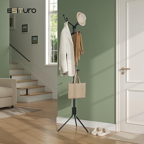 eSituro Porte-manteau en Forme d'Arbre avec 12 Crochets, Portant à Vêtements sur Pied pour Couloir, Chambre, Vestiaire, en Métal pour Vestes, Chapeaux et Sacs, 45x40x173 cm, Blanc - Nail Gallerys