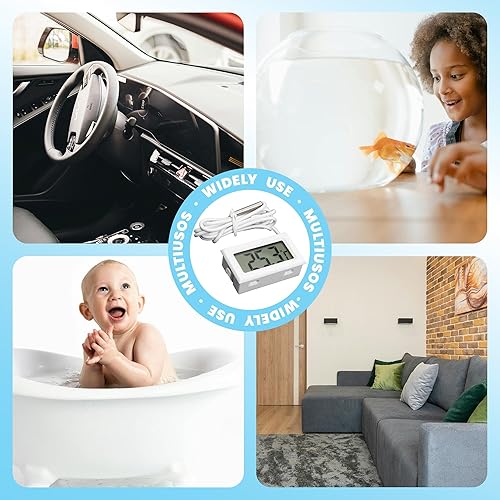 CHEFINLUX Mini Thermomètre Numérique Sonde 4 Pack Idéal pour Cuisine, Réfrigérateur, Aquarium, Extérieur, Intérieur, Thermomètre de Cuisine, Thermomètre Numérique, Blanc - Nail Gallerys