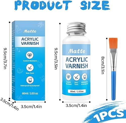 dellyy Vernis à l'argile séchant à l'air libre 60ml avec 1 pinceau,Matte Air Dry Clay Glaze,Le Vernis Argile Empêche la Fissuration de l'argile,Pour Argile, Céramique, Peinture à l'huile - Nail Gallerys