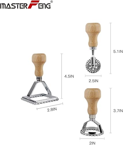 MASTER FENG MF-146 Emporte-pièce pour raviolis avec roue, moule avec poignée en bois et bord cannelé, presse à pâtes - Nail Gallerys