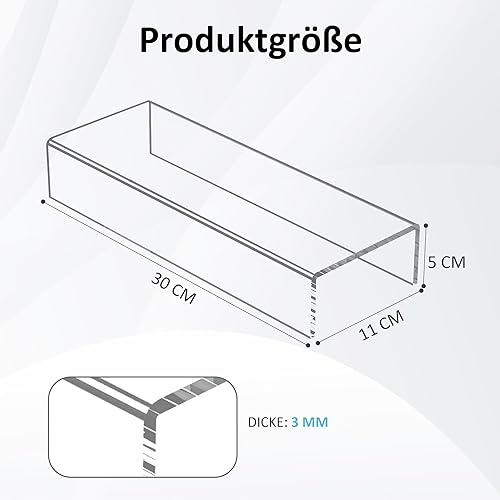 Sezanrpt Lot de 2 supports d'étagère en acrylique transparent 30 x 13 x 10 cm pour objets de collection, magasin de marque, organisateur de rangement à domicile, 30 x 13 x 10 cm - Nail Gallerys