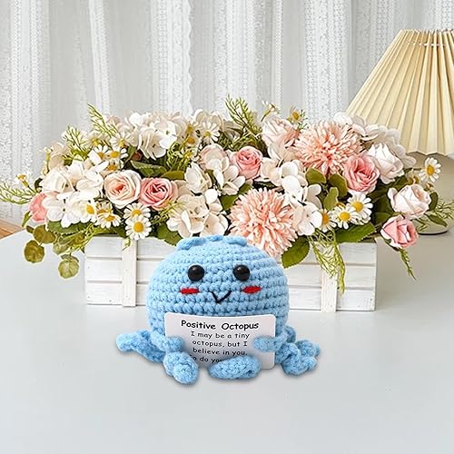Positive Octopus – Poupée pieuvre positive tricotée avec carte d'encouragement, décorations tissées à la main, support émotionnel pour amis - Nail Gallerys