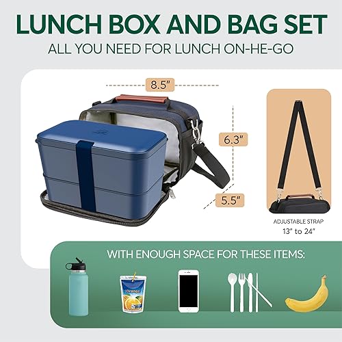 Umami Lunch Box - Bento Lunch Box Alles-in-één, Maaltijdbox met Bestek en Sauspotjes - Bento Box voor Salades, Snacks, Maaltijdbox met Compartimenten en Accessoires, Ideaal voor Maaltijdvoorbereiding - Nail Gallerys