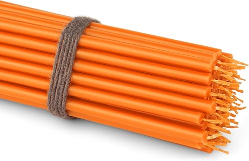 NKlaus - 50x bougies orange sans gouttes, sans suie, fines L 16cm cire de paraffine premium 36109 - Nail Gallerys