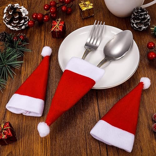 Halinuia 20 Pièces Mini Chapeau de Père Noël,Mini Chapeau de Sucette Bouteille de vin Petits chapeaux pour Les décorations de Table Décorer Divers Accessoires(12 * 6cm) - Nail Gallerys