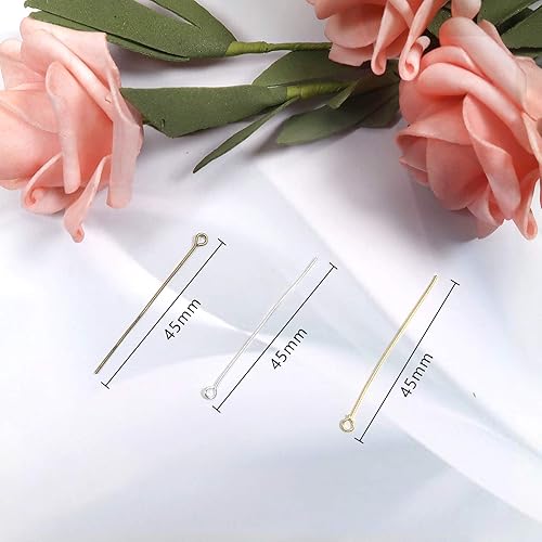 TOAOB 300pcs Aiguilles Clous Tiges à Oillet Bronze Argenté Doré 45mm pour Creation de Bijoux - Nail Gallerys