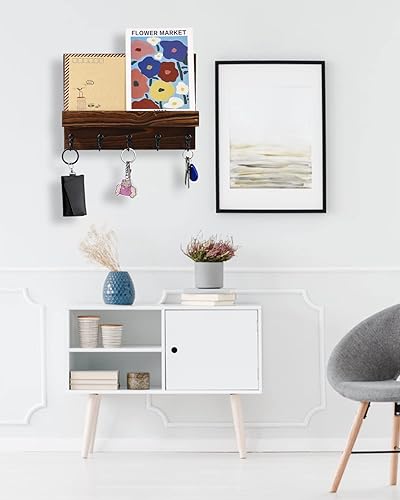 FAOKZE Porte-Clés Mural en Bois Avec 5 Crochets, Porte Courrier et Accroche Clef Décoratif - Nail Gallerys