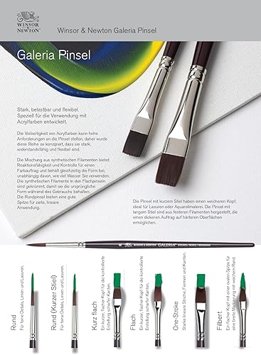 Winsor & Newton Galeria Pinceau Plat Court Manche Long N°2 - Nail Gallerys