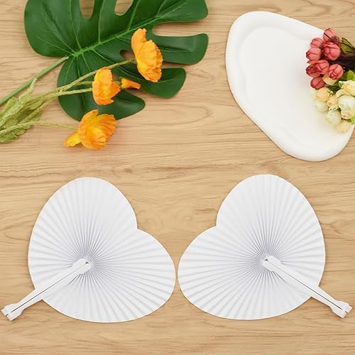 Lot de 40 Eventail mariage, AolKee Cadeaux de mariage - cadeau invité mariage, Fans de plis - Décoration de mariage - Décoration murale à faire soi-même, cadeau mariage invité, eventail blanc - Nail Gallerys