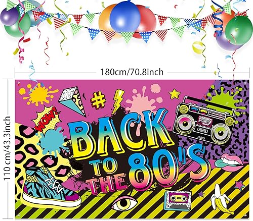 Décorations de Fête des Années 80, Signe de Hip Hop Back to The 80's en Tissu Extra Large Bannière Toile de Fond de Fête Décoration de Mur pour Fournitures de Fête des Années 80, 72,8 x 43,3 Pouces - Nail Gallerys