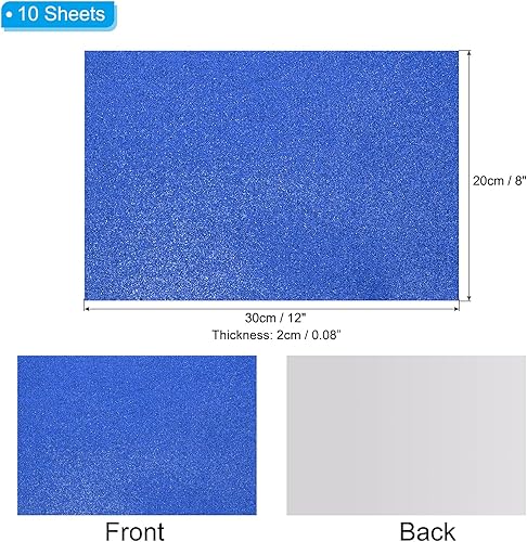 PATIKIL Feuille de Mousse Pailletée EVA Brillante Bleu Foncé 11 x 8 Pouces 2 mm d'Épaisseur avec Adhésif au Dos Feutre Pailleté EVA pour Projets d'Artisanat DIY, 10 Pièces - Nail Gallerys