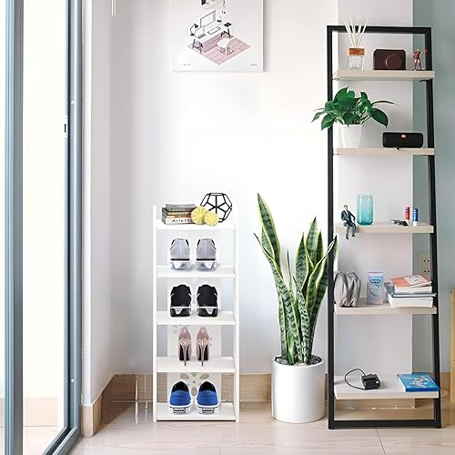Étagère à Chaussures Driepx à Motifs Ajourés, 5 Niveaux (26 x 25 x 66 cm) – Design Élégant pour 4 Paires + Espace Déco, Montage sans Outil - Nail Gallerys