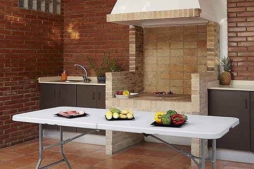 KG KITGARDEN Mesa 180 Table Pliante, Plastique Acier allié, Blanc, 180x74x74, Folding - Blanco - Nail Gallerys