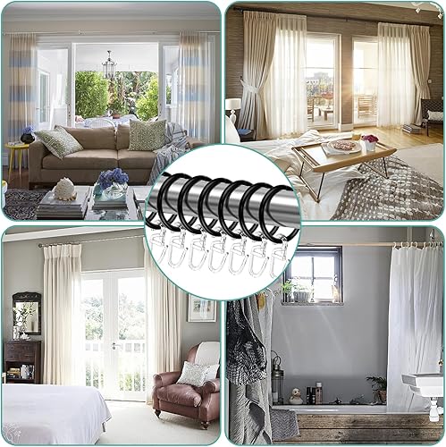 Lot de 30 anneaux de rideau en métal avec 50 crochets en plastique - Pour crochets de rideau et rideau de douche - Diamètre intérieur : 30 mm - Blanc - Nail Gallerys