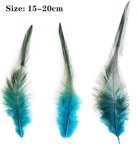 Lot de 100 plumes de coq - Plumes de faisan bleues et vertes - Plumes artificielles - Pour travaux manuels, grandes plumes de masque de fête, attrape-rêves, plumes de coiffe (15-20 cm) - Nail Gallerys