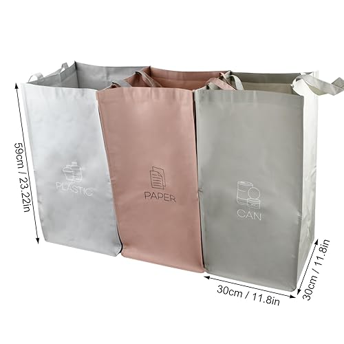 Wisebom 3 Pièces Poubelle Tri Selectif, Poubelle Recyclage Poubelle Tri Selectif 3 Bac Poubelle Trieur à Déchets pour Papier Verre Plastique - Nail Gallerys