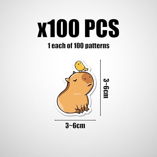 COACOM Lot de 100 Autocollants Graffiti Capybara - Décoratifs Mignons pour Enfants, Animaux de Dessin Animé Durables, Imperméables Personnalisés à Faire - Nail Gallerys
