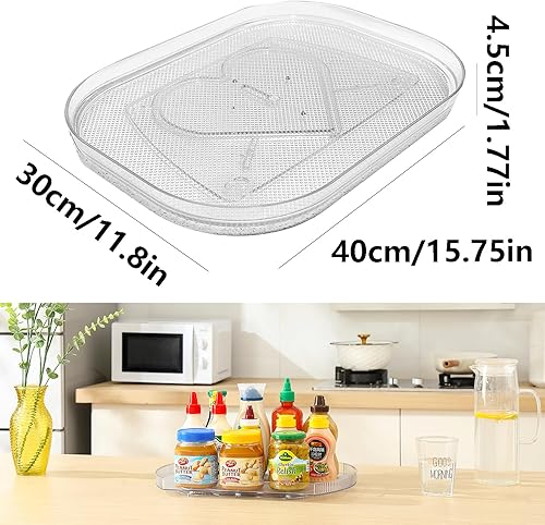 ARJDXDP Lazy Susan Étagère à épices rotative à 360° Support à epices Support de Cuisine sans perçage pour réfrigérateur, Cuisine, Salle de Bains, Commode, Porte-épices, etc, Transparente - Nail Gallerys