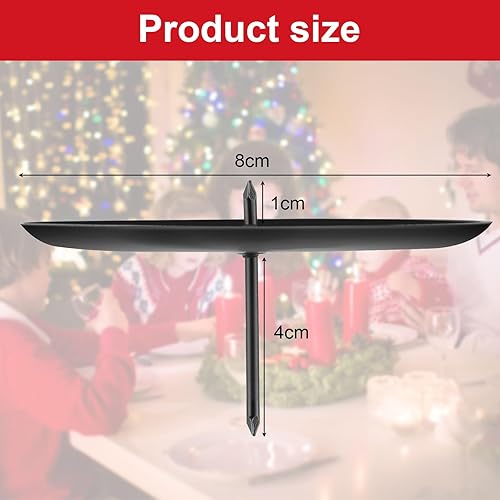 Bubuny 4Pcs Support Bougie en métal, Ø 8cm Bougeoir Noir pour Bougies de l'Avent, Assiette à Bougie Couronne de l'Avent avec épine, Décoration de Table de Noël, pour Décorer des Couronnes - Nail Gallerys