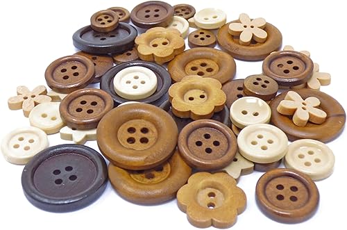 Wedding Touches Lot de 50 boutons en bois naturel shabby chic pour confection de cartes - Nail Gallerys