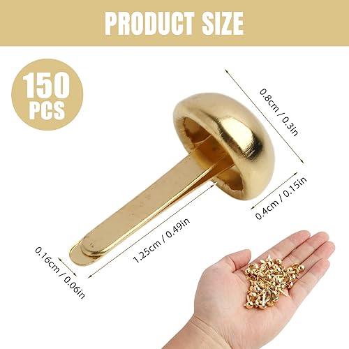 Mewtush 150 PCS Attaches Parisiennes, Métal Ronde Brads, Clips Bipodes Tête Ronde, Mini Brads en Métal Ronds Antirouille pour Scrapbooking, Artisanat, Fabrication de Cartes et Projets Créatifs(Or) - Nail Gallerys
