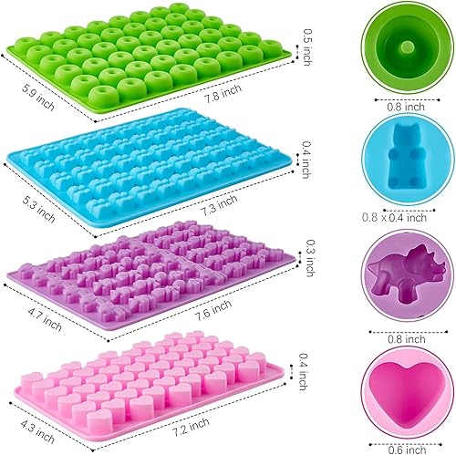Moule à Bonbons en Silicone - Incluant des Moules Ourson, Coeur, Dinosaure et Mini Beignet, Non-adhérents et Faciles à Nettoyer - Nail Gallerys