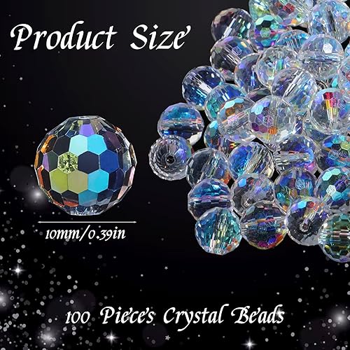 BOHUIZ Lot de 100 grandes perles en verre à enfiler pour bracelets, perles à facettes, perles de verre en cristal multicolores avec trou pour colliers, bracelets, boucles d'oreilles, bricolage - Nail Gallerys