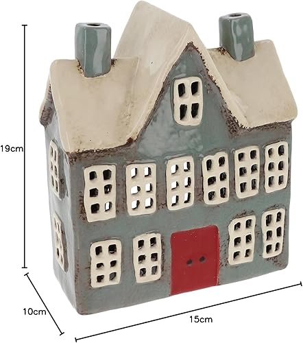 Shudehill Giftware Photophore en céramique gris avec inscription « Village Pottery » - Superbe cadeau de pendaison de crémaillère, décoration d'intérieur, bougeoir - Nail Gallerys