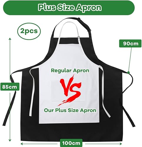 FUKPO 2 Pièces Tablier Cuisine Homme Femme(Taille Grande), Réglable Tablier de Cuisine Unisexe Barbecue Bbq Professionnel Chef Cadeau Papa Noel Saint Valentin - Nail Gallerys