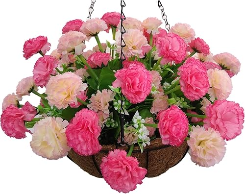 Home and Outdoors - Suspension de fleurs artificielles en soie rose clair - Décoration de maison et d'extérieur - Panier de fleurs à suspendre - Panier moyen - Nail Gallerys