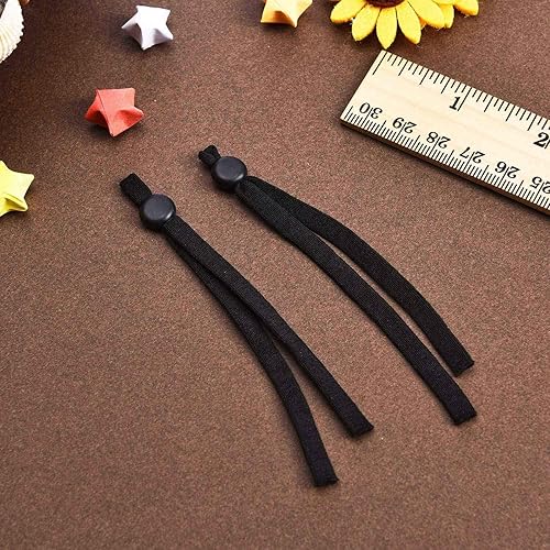 GERALD Lot de 150 élastiques plats avec boucle réglable pour couture d'oreille - Noir - Nail Gallerys