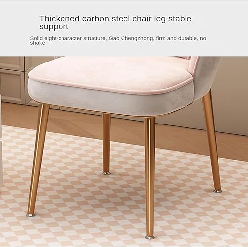 Chaise de maquillage tendance en velours – Chaise basse en forme de coquillage pour salon, chambre à coucher et bureau – Pieds en métal rembourrés élégants (rose) - Nail Gallerys