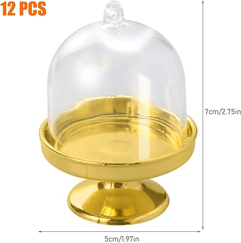 Cisolen Lot de 12 mini cloches à gâteau, présentoir à muffin, présentoir à gâteau avec couvercle et cloche à fromage, décoration de table pour mariage, anniversaire, fête - Nail Gallerys