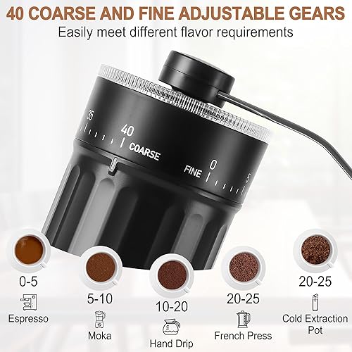 Moulin à café manuel externe réglable, avec réglage de haute précision à 40 niveaux, broyeur conique en céramique, corps de moulin à café ABS - Nail Gallerys