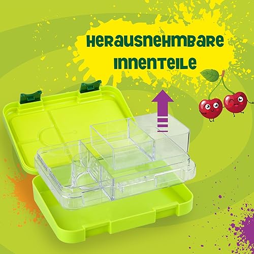 JOLLY Boîte à goûter anti-fuite avec compartiments amovibles, sans BPA et passe au lave-vaisselle, adaptée aux enfants, compacte et robuste, idéale pour l'école, les excursions et la maternelle, verte - Nail Gallerys