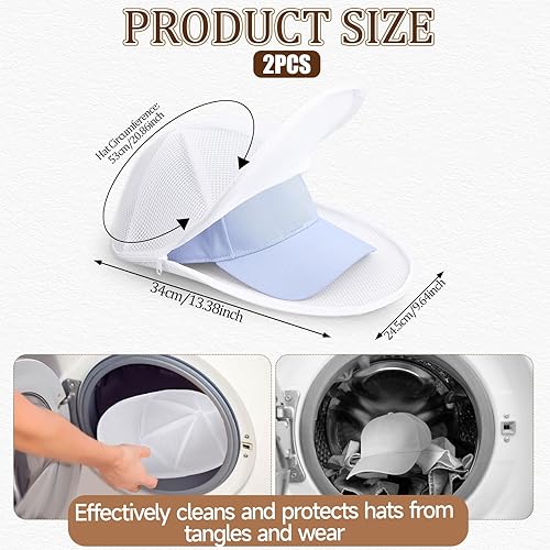 Giantree Lot de 2 rondelles de casquette de baseball pour machine à laver, nettoyeur de chapeaux pour casquettes de baseball, sacs en maille, organisateur de protection pour chapeaux plats et incurvés - Nail Gallerys