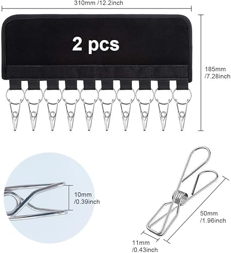 ONEBO 2 Pièces Etendoir Chaussettes,Séchoirs à Chaussettes,Suspension Séchage Rack avec 10 Pinces,pour sous-vêtements Soutiens-Gorge écharpe Chaussettes Gants - Nail Gallerys