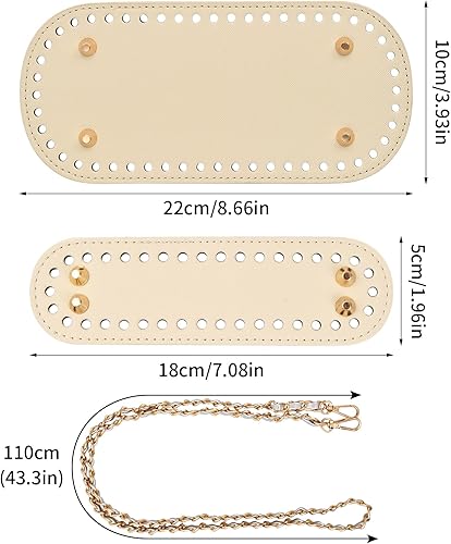 Pinsheng Fond de Sac à Crocheter, 4 Pièces Base Sac Crochet Avec 2 Chaîne de Sac en PU, Fond de Sac Crocheter en Cuir PU pour Création de Sacs à Main DIY Sac en Crochet Tricoté (2 Styles) - Nail Gallerys