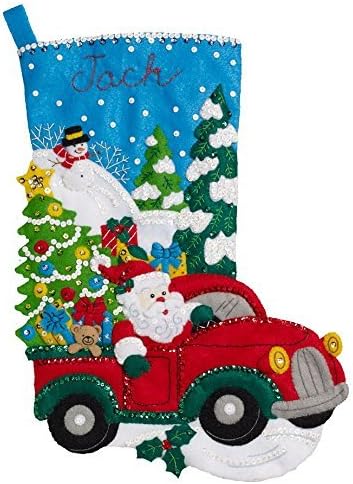 Bucilla Feutre Applique Chaussette kit, Le Disque de Noël, 86663 Taille 45,7 cm - Nail Gallerys