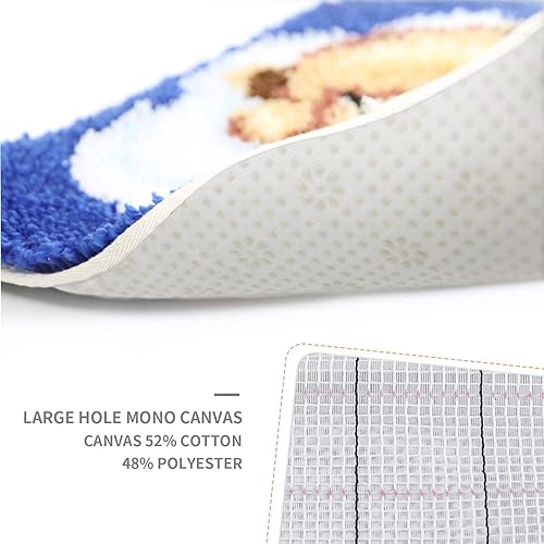 ROCKY&CHAO Tapis à crochets à loquet à nouer soi-même, ensembles de loquets 60 x 40 cm, kit de crochets à loquet, ensemble à nouer soi-même pour enfants et adultes (Ours Endormi) - Nail Gallerys